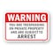 Signmission Trespassing On Private Property Subject To Arrest Heavy-Gauge Aluminum, 18" H, A-1824-24703 A-1824-24703 - alternate 1