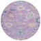 Homeroots 8' Purple Ivory And Denim Blue Round Floral Washable Indoor Outdoor Area Rug 605327 - alternate 8
