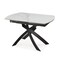 Homeroots 47" Gray White Black Ceramic Metal Self-Storing Leaf Cross Leg Base Oval Extendable Dining Table 555171 - alternate 6