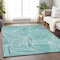 Homeroots 8' X 10' Teal Blue And Ivory Geometric Washable Indoor Outdoor Area Rug 594812 - alternate 8