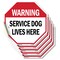 Signmission Warning Service Dog Lives Here, 4 inch X 4 inch, Vinyl Decal, 5PK OC-D-5PACK-4-192 - alternate 1