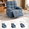 Homeroots 39" Blue Tufted Chenille Heated Massage Swivel Rocker Recliner With USB 692819 - alternate 6