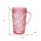 Homeroots 2.5 Quart Pink Paisley Acrylic Pitcher 523319 - alternate 9
