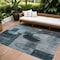 Homeroots 9' X 12' Teal Blue Gray And Charcoal Geometric Washable Indoor Outdoor Area Rug 604346 - alternate 1