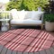 Homeroots 8' Red Black And Ivory Round Plaid Washable Indoor Outdoor Area Rug 601514 - alternate 7