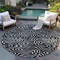 Homeroots 8' Black And Ivory Round Abstract Washable Indoor Outdoor Area Rug 598952 - alternate 8