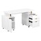 Homeroots 57" White Wood and Stainless Steel Computer Desk With Three Drawers 723772 - alternate 9