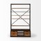 Homeroots 94" Black And Brown Distressed Copper and Wood Four Tier Library Bookcase with Four Drawers 380587 - alternate 1