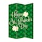 Homeroots 72" Green and White CanvasFolding Three Panel Screen Room Divider 384581 - alternate 1