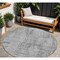 Homeroots 8' Silver And Gray Round Geometric Washable Indoor Outdoor Area Rug 594583 - alternate 1