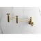 Kingston Brass Wall Mount Pot Filler Faucet with Knurled Handle, Brushed Brass KS8107RKZ - alternate 6