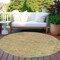 Homeroots 8' Green Teal Blue And Mauve Round Floral Medallion Washable Indoor Outdoor Area Rug 616618 - alternate 7