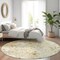 Homeroots 8' Wheat And Ivory Round Floral Washable Indoor Outdoor Area Rug 611176 - alternate 8