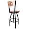 Holland Bar Stool Co 36" Blk Wrinkle Northern Illinois Swivel Bar Stool, Laser Engraved Back L03836BWMedMplANorIllMedMpl - alternate 7