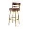 Homeroots 26" Coffee and Gold Faux Leather and Stainless Steel Low Back Counter Height Swivel Bar Chair 569166 - alternate 9