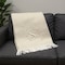 Homeroots 55" X 70" Linen White Herringbone Cotton Blend S Initial Throw Blanket with Tassels Embroidery 680602 - alternate 6