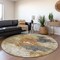 Homeroots 8' Taupe Black And Copper Round Abstract Washable Indoor Outdoor Area Rug 606027 - alternate 7