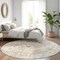 Homeroots 8' Ivory Beige And Linen Round Floral Washable Indoor Outdoor Area Rug 611194 - alternate 9