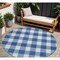 Homeroots 8' Navy Blue And Gray Round Plaid Washable Indoor Outdoor Area Rug 595411 - alternate 1