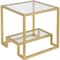 Homeroots 22" Brass And Clear Glass And Steel Square End Table With Shelf 544207 - alternate 8