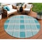 Homeroots 8' Teal Blue Gray And Ivory Round Plaid Washable Indoor Outdoor Area Rug 597591 - alternate 1