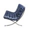 Homeroots 29" Blue and Silver Tufted Leather and Upholstered Folding Lounge Chair 668904 - alternate 6