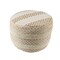 Homeroots 18" Ivory And Brown Cotton Blend Round Striped Pouf Ottoman 551566 - alternate 8