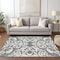 Homeroots 9' X 12' Gray And Ivory Damask Washable Indoor Outdoor Area Rug 614435 - alternate 9