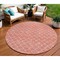 Homeroots 8' Salmon And Ivory Round Geometric Washable Indoor Outdoor Area Rug 596203 - alternate 1