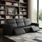 Homeroots 110" Black Top Grain Leather Reclining Metal USB Sofa 720301 - alternate 8