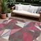 Homeroots 8' X 10' Burgundy Pink And Charcoal Geometric Washable Indoor Outdoor Area Rug 600357 - alternate 1