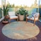 Homeroots 8' Teal Blue Round Abstract Washable Indoor Outdoor Area Rug 608833 - alternate 8