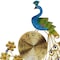 Homeroots 21" Blue Green And Gold Metal Silent Analog Peacock Novelty Wall Clock 626374 - alternate 4