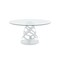 Homeroots 48" Clear And White Rounded Glass And Metal Pedestal Base Dining Table 555190 - alternate 1