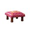 Homeroots 16" Pink Orange And Natural Cotton Embroidered Medallion Footstool 634164 - alternate 9