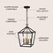 Jonathan Y Pagoda 12" 4-Light Classic Traditional Metal Cage Lantern LED Pendant, Oil Rubbed Bronze/Brass Gold JYL7436D - alternate 13