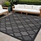 Homeroots 5' Charcoal And Black Square Trellis Indoor Outdoor Area Rug 545552 - alternate 8