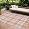Homeroots 8' X 10' Coral And Beige Plaid Washable Indoor Outdoor Area Rug 601323 - alternate 1