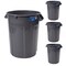 Magnum Tool 32 Gallon Trash Can, Construction Grade, Heavy Duty Plastic (4 Pack) CMTC-C000-32G04 - alternate 1