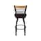 Holland Bar Stool Co Eleanor 36in Swivel Extra Tall Bar Stool, Black Wrinkle Finish, Medium Back, Canter Bordeaux Seat 880 - alternate 7