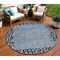 Homeroots 8' Blue Round Animal Print Washable Indoor Outdoor Area Rug 607640 - alternate 1