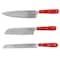 Martha Stewart 14 Piece Stainless Steel Cutlery Set in Red with Acacia Wood Storage Block 122061.14 - alternate 7