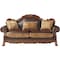 Homeroots 89" Brown Faux Leather Damask Sofa And Toss Pillows With Cherry Blossom Pink Legs 491299 - alternate 3