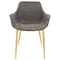 Leisuremod Markley Modern Leather Dining Arm Chair with Gold Metal Legs, Grey, 4PK ECG26GR4 - alternate 9