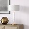 Homeroots 25" Black and Gold Metal Two Light Table Lamp With White Drum Shade 524307 - alternate 9