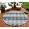 Homeroots 8' Gray Black And Green Round Geometric Washable Indoor Outdoor Area Rug 597904 - alternate 1