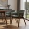 Homeroots Set of Two Green and Walnut Fabric and Wood Partially Open Back Dining Arm Chairs, 2PK 716273 - alternate 6