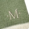 Homeroots 55" X 70" Moss Green White Herringbone Cotton Blend M Initial Throw Blanket with Tassels Embroidery 680591 - alternate 3