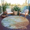 Homeroots 8' Orange Round Abstract Washable Indoor Outdoor Area Rug 608615 - alternate 9