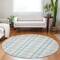 Homeroots 8' Sky Blue And Gray Round Plaid Washable Indoor Outdoor Area Rug 601364 - alternate 8